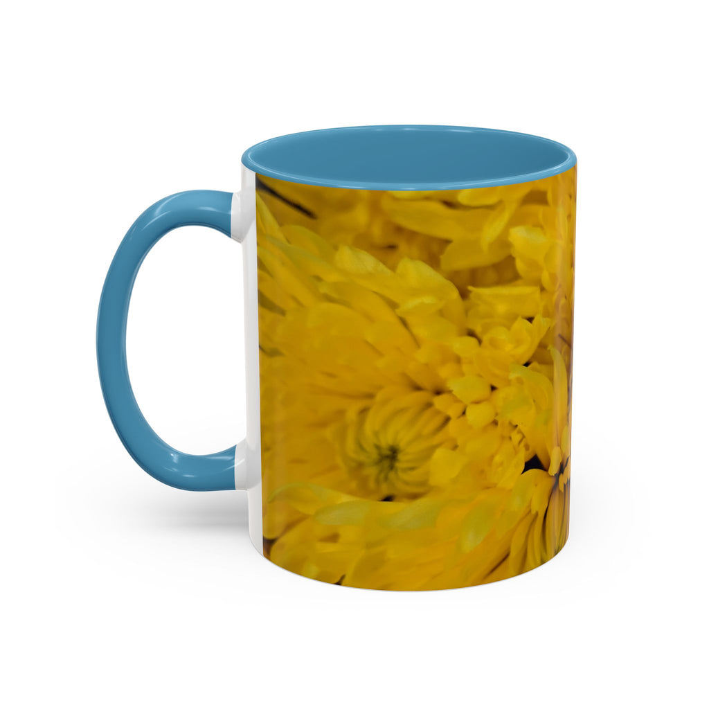 Yellow Chrysanthemum Accent Coffee Mug — Floral 11/15oz Tea Cup