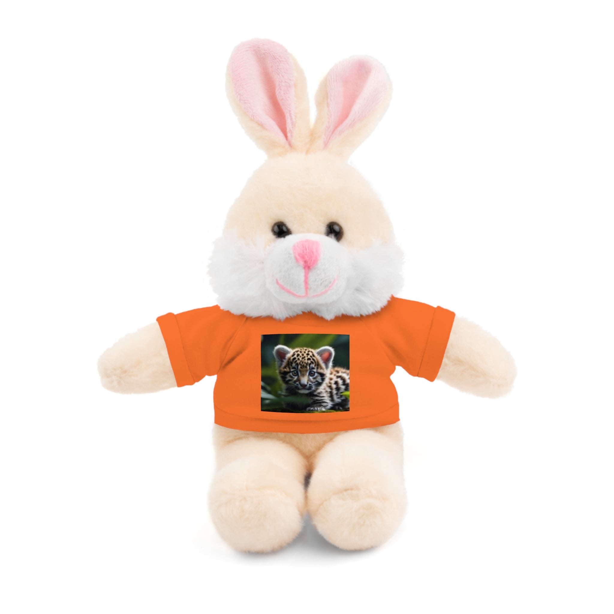 Plush Teddy Bear with Leopard Cub Tee — Cute Animal Gift for Kids & Wildlife Lovers