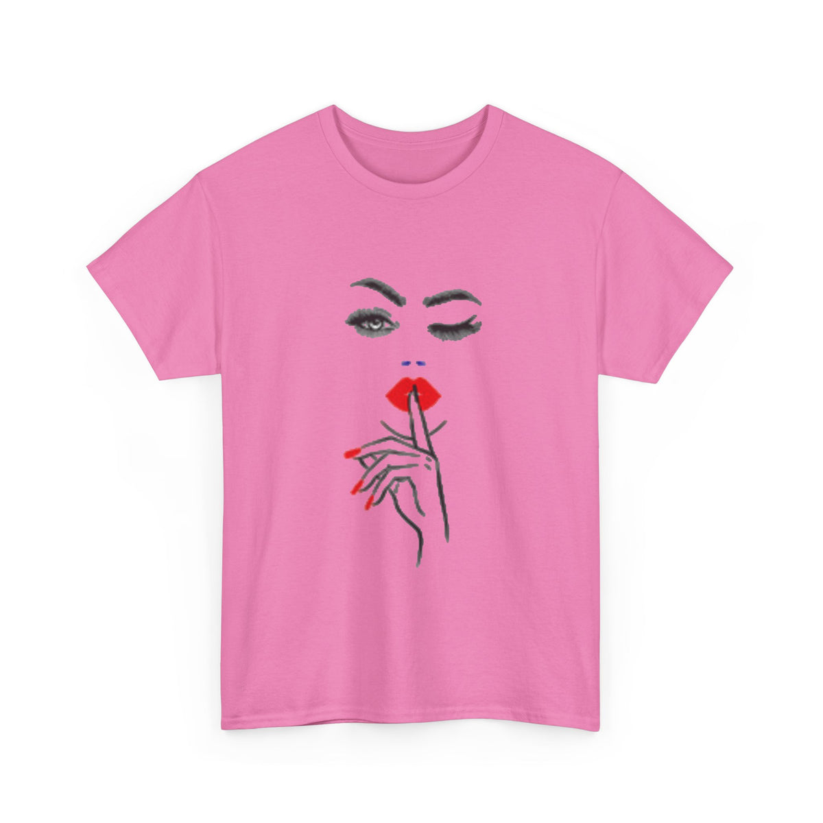 Wink & Shh Graphic Tee — Red Lips Fashion T-Shirt