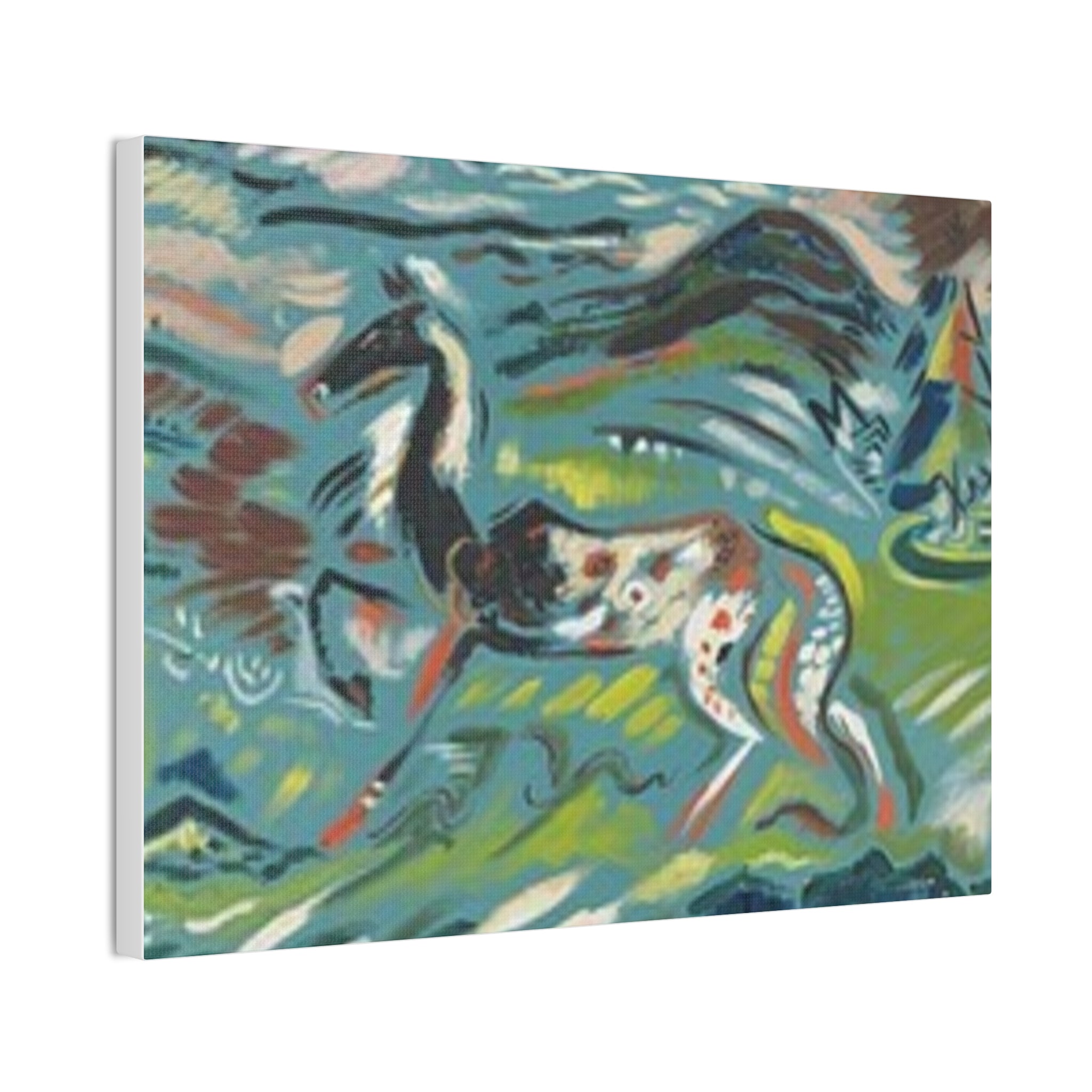 Abstract Horse Canvas Print — Colorful Surreal Animal Art on Stretched Canvas