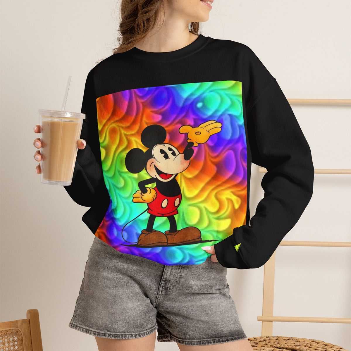 Mickey Mouse Rainbow Colors Unisex Heavy Blend Crewneck Sweatshirt