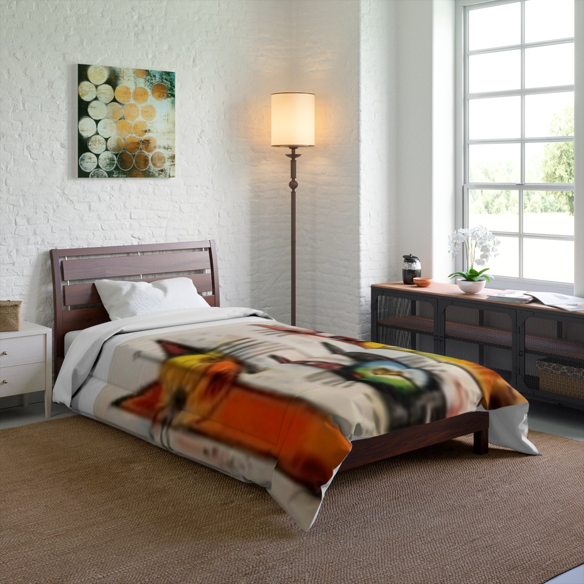 Colorful Abstract Cats Comforter — Modern Artistic Cat Bedding
