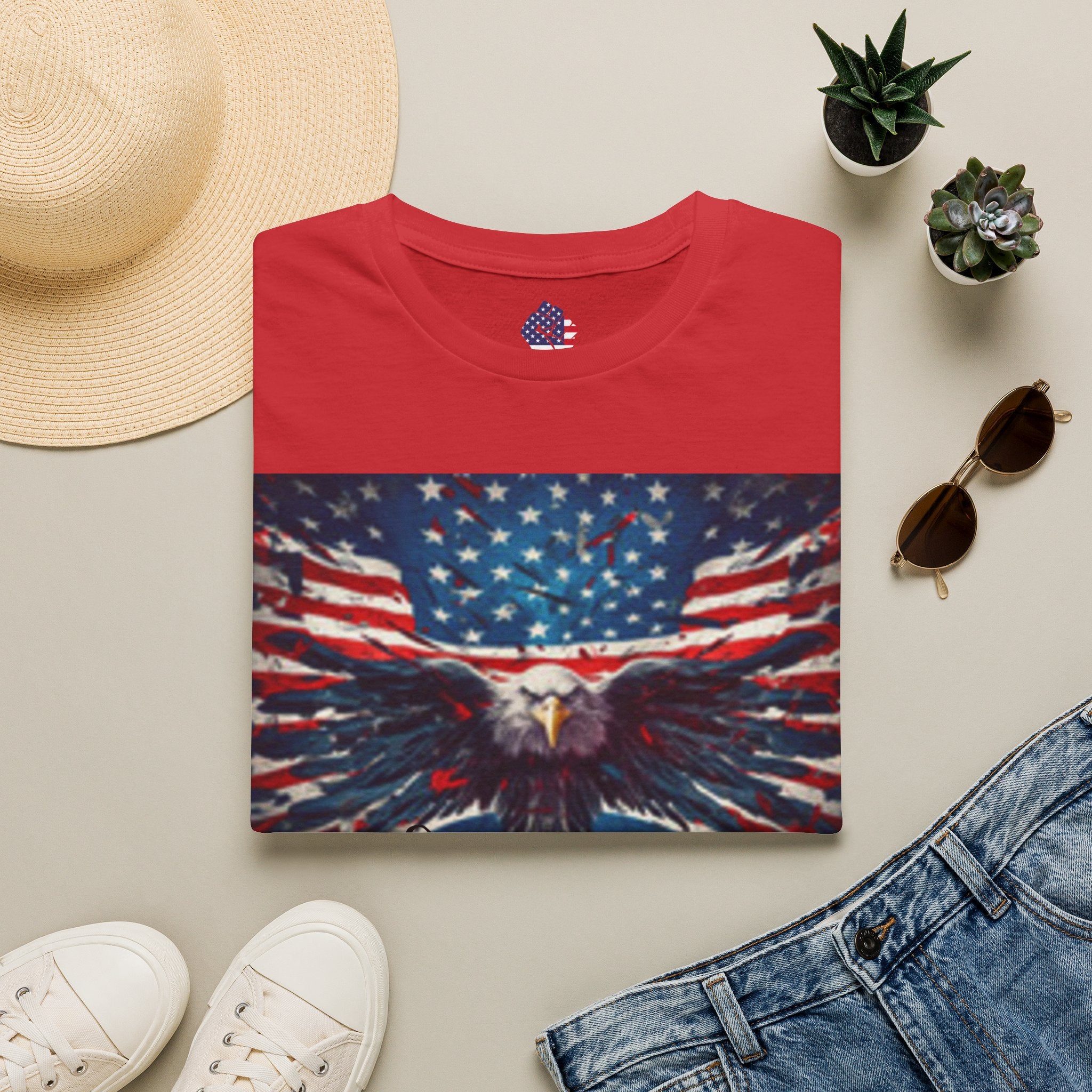 Patriotic Eagle T-Shirt — American Flag Bald Eagle I Love America!