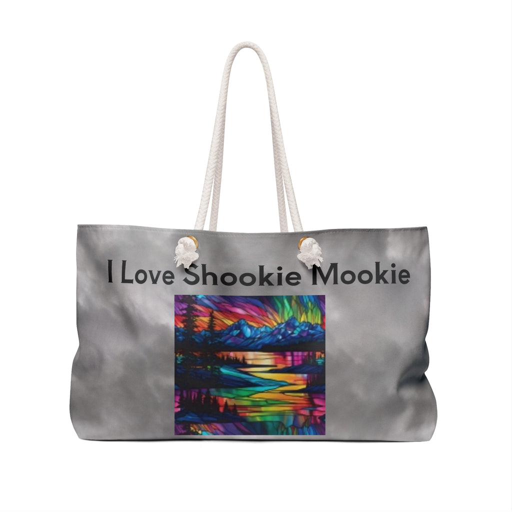 Weekender Bag — 'I Love Shookie Mookie' Colorful Landscape Travel Tote