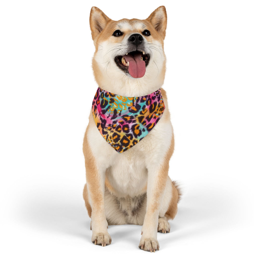 Colorful Leopard Pet Bandana Collar — Vibrant Tie-Dye Animal Print for Dogs & Cats