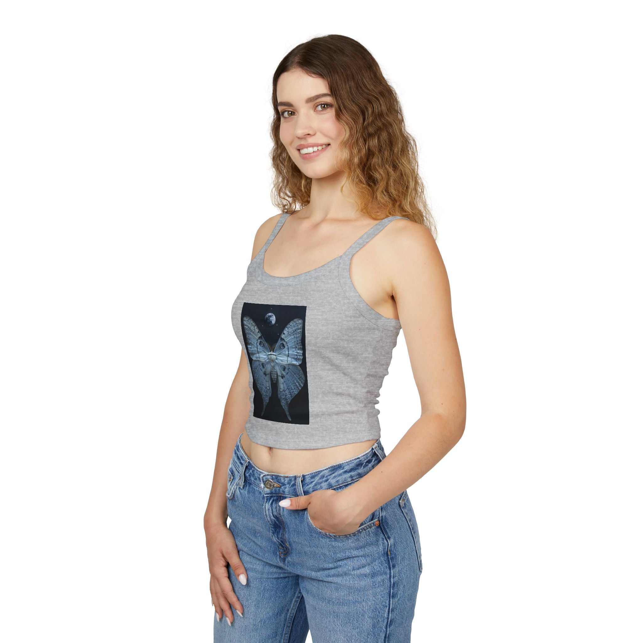 Women's Spaghetti Strap Tank Top Butterfly Magical Kingdom