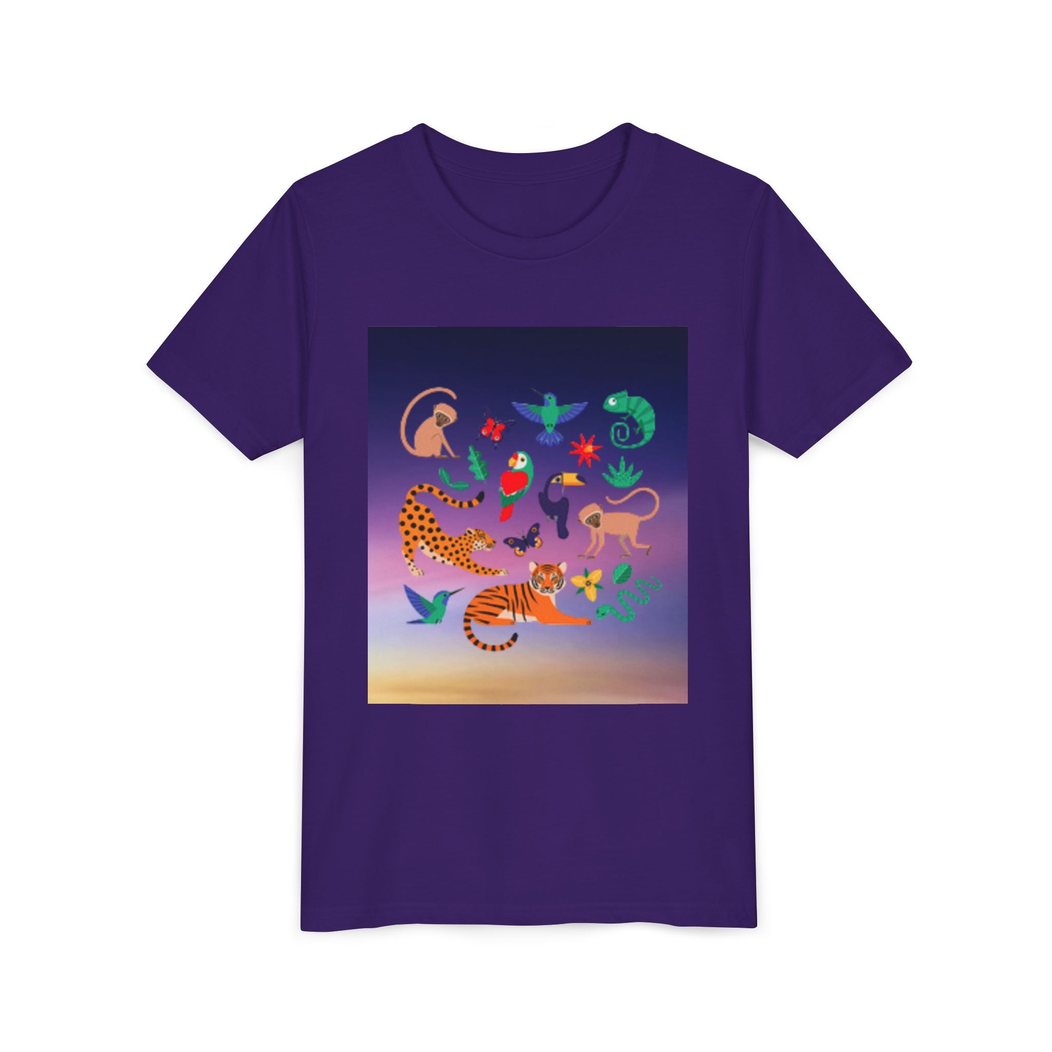 Kids Jungle Animals T-Shirt — Colorful Tropical Wildlife Tee