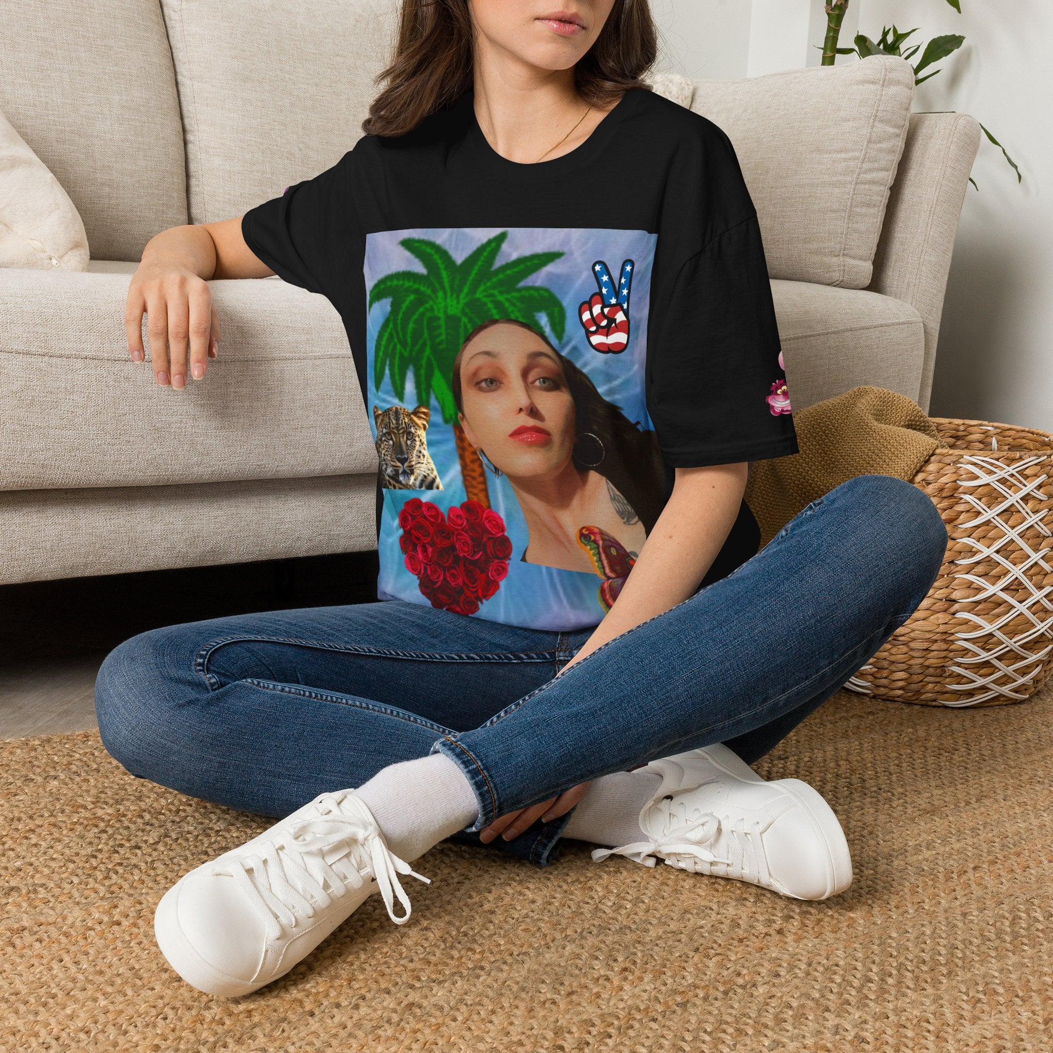 Paisley Tee — Vintage Glam Face Print T‑Shirt
