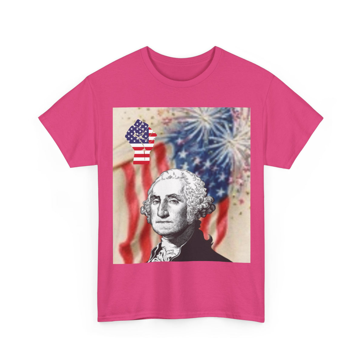 Patriotic George Washington & Facts Tee — American Flag & Fireworks 4th of July Shirt
