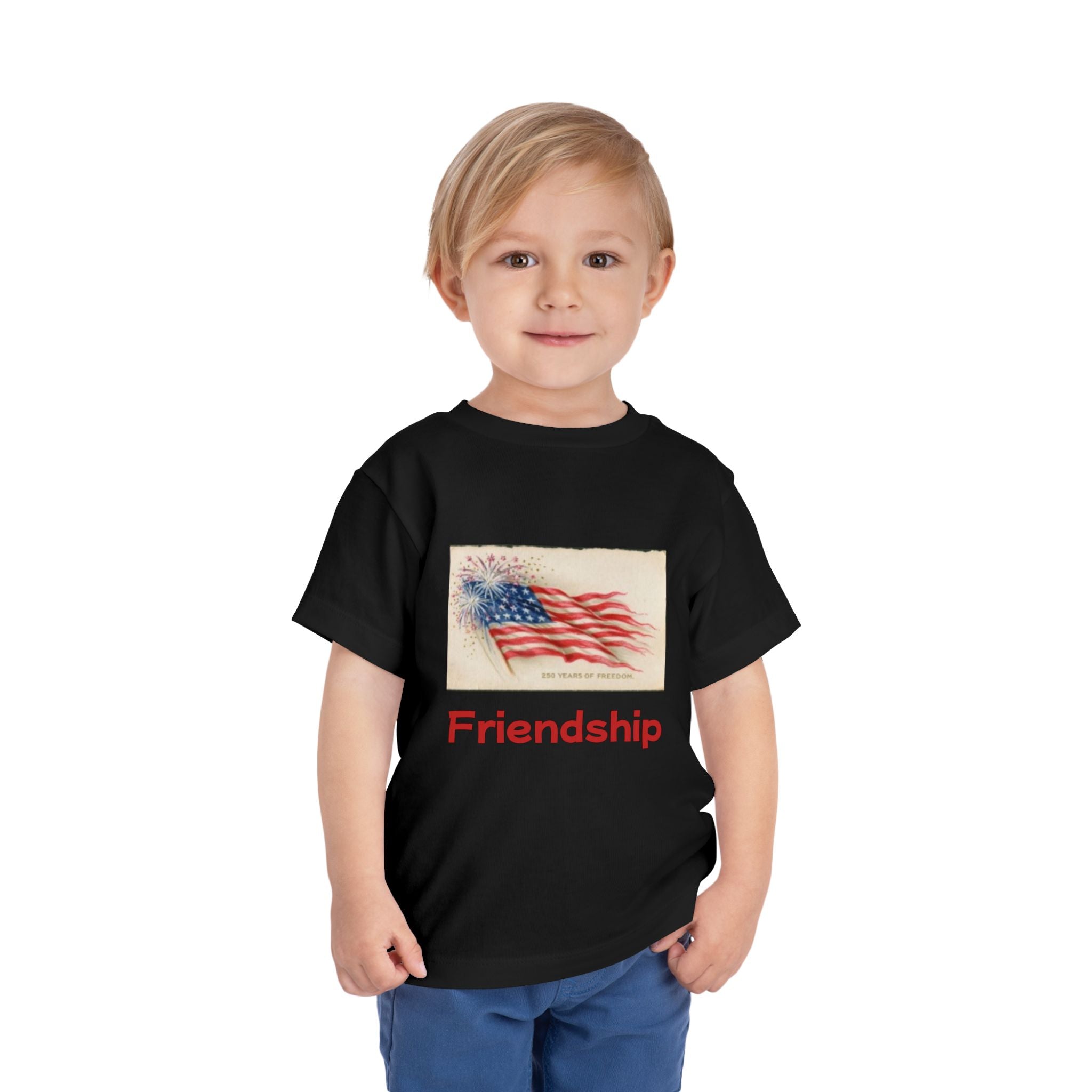Toddler Short Sleeve T-shirt USA Flag & Cartoon Dogs