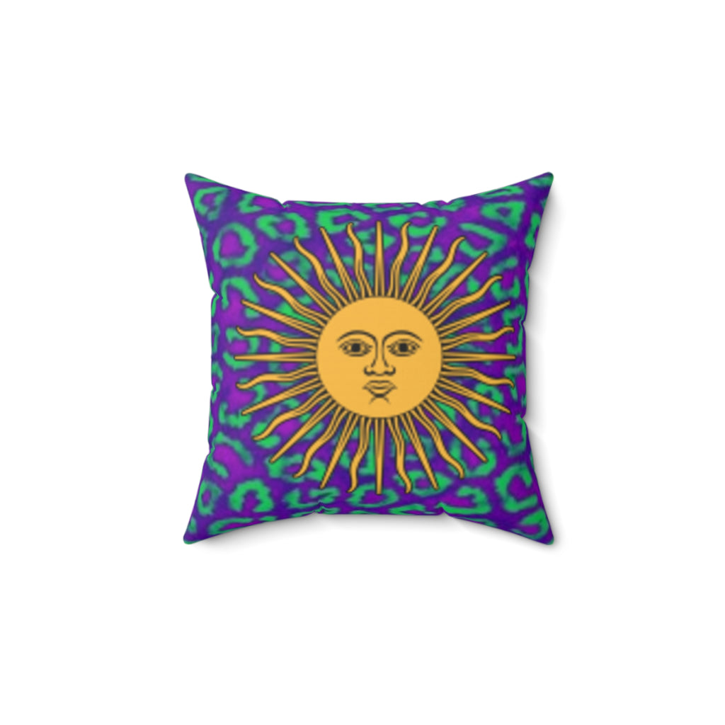 Decorative Throw Pillow — Fox & Sun Patterned Floral & Animal Print Square Accent Cushion