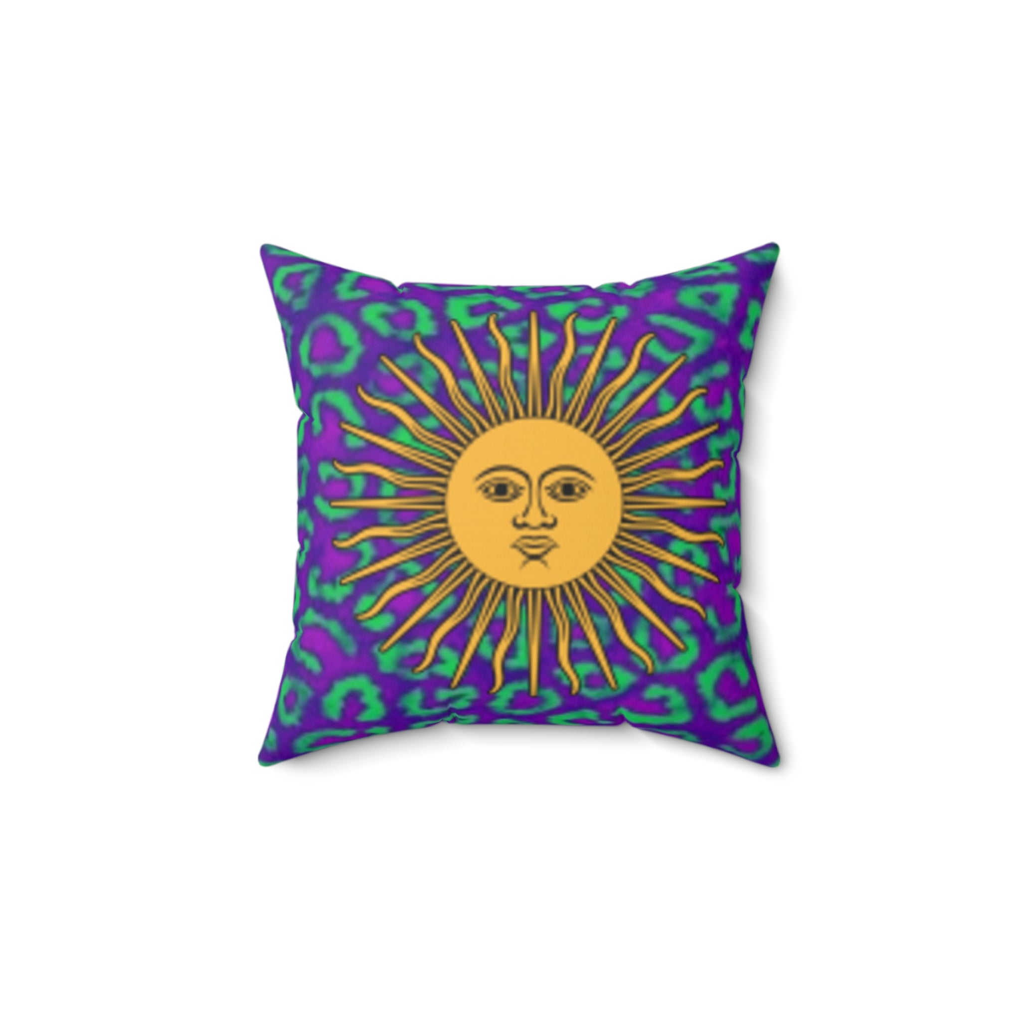 Decorative Throw Pillow — Fox & Sun Patterned Floral & Animal Print Square Accent Cushion
