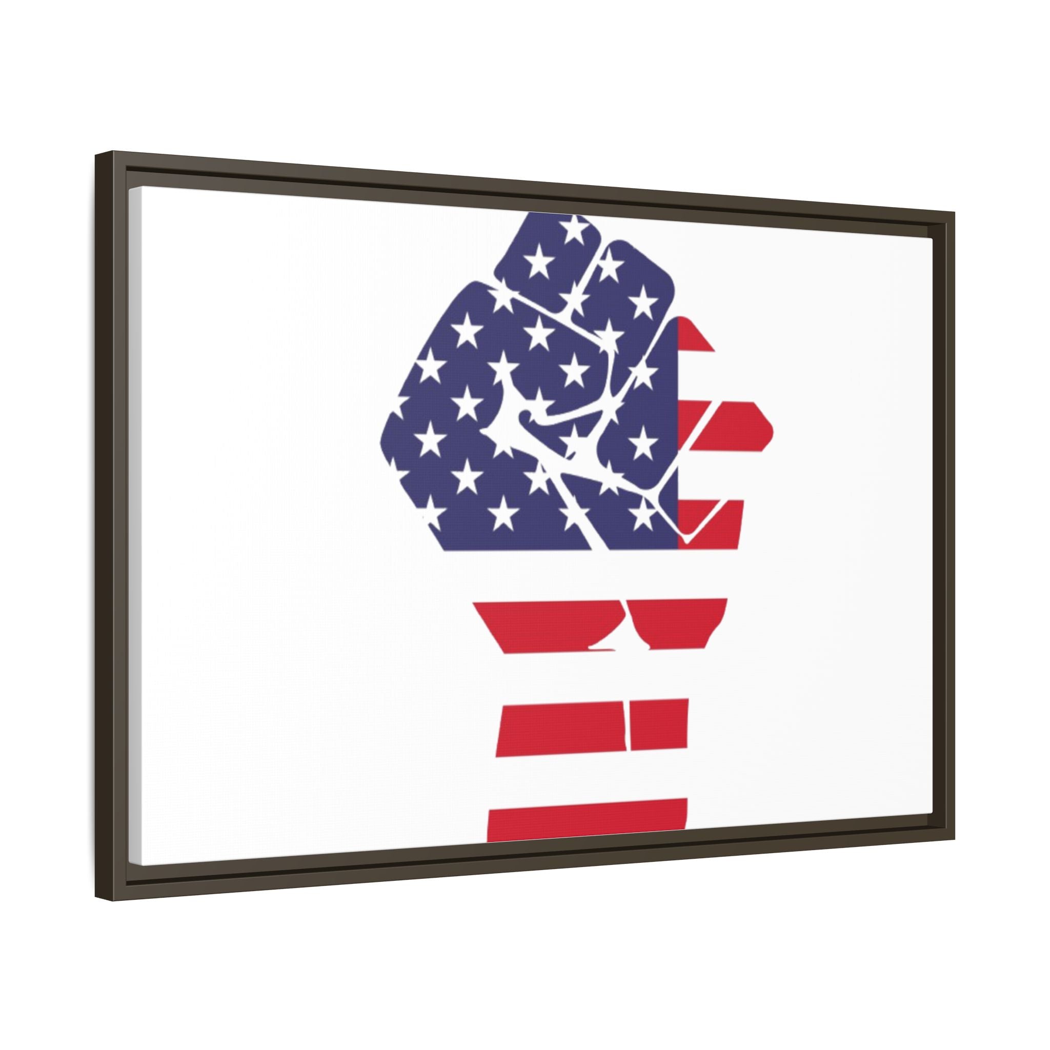 Framed Canvas Print – American Flag Fist Wall Art