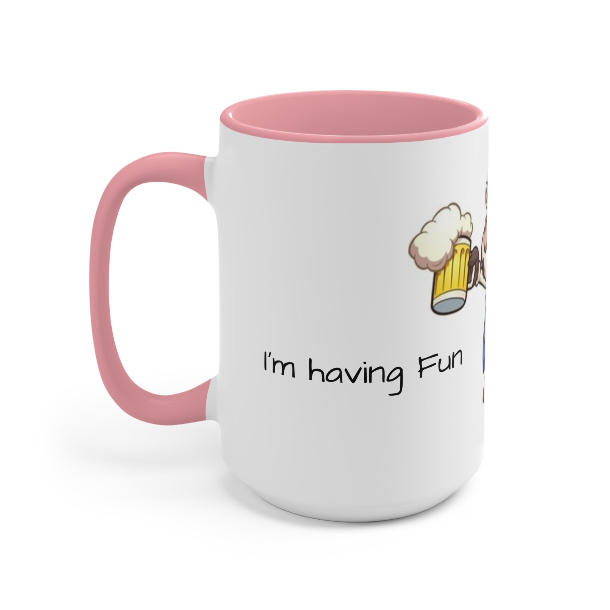Funny Cow Beer Accent Mug — Pink Interior Coffee Cup for Farm, Brewery & Party Gifts