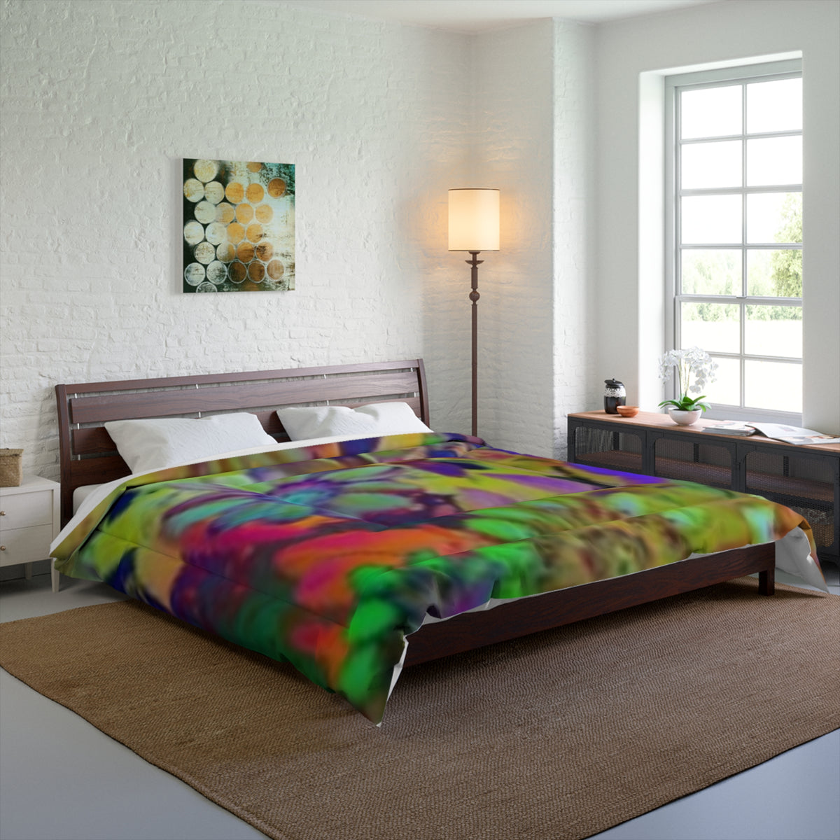 Psychedelic Floral Comforter – Vibrant Boho Flower Bedding