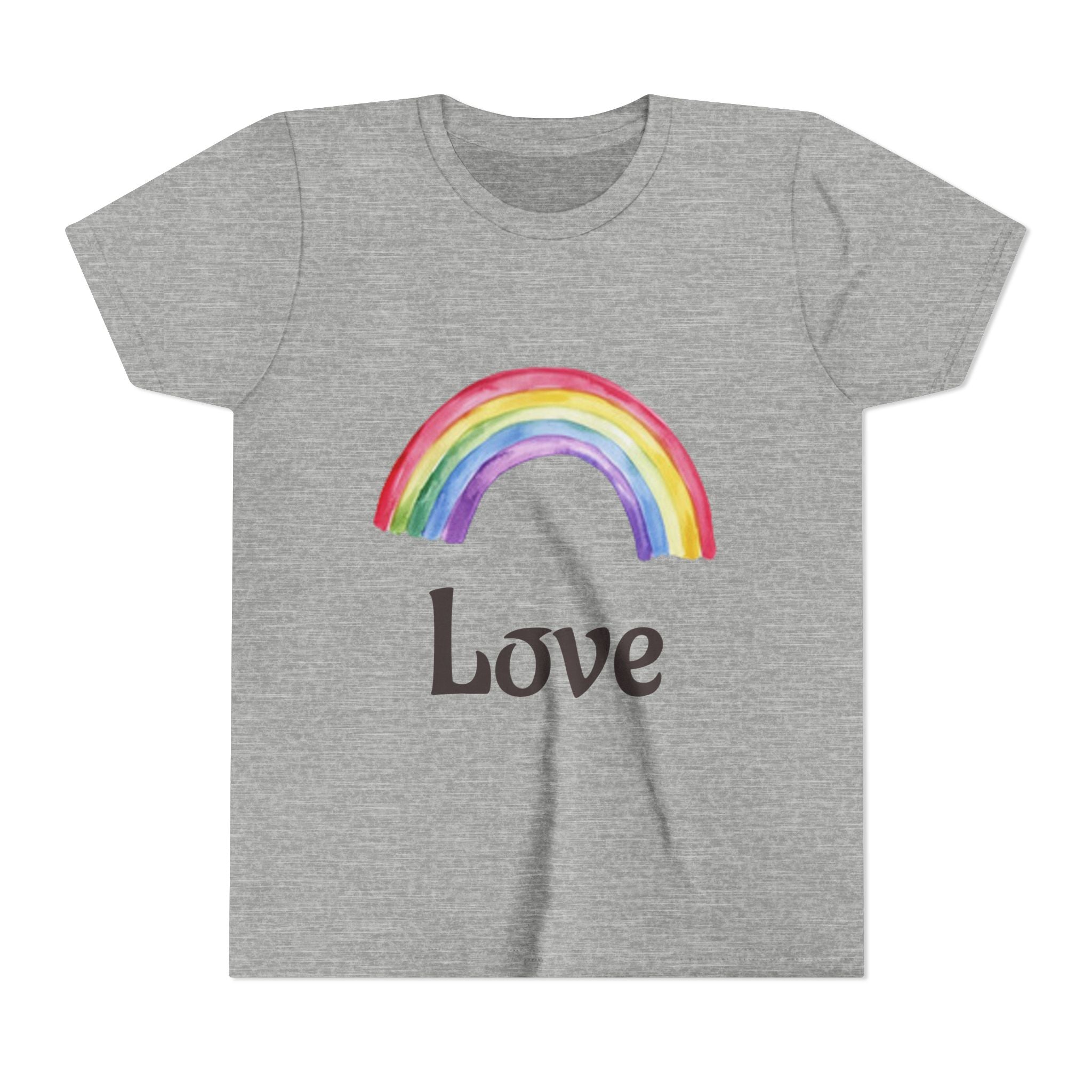 T-shirt enfant — T-shirt pour enfants arc-en-ciel aquarelle et drapeau américain à coups de pinceau