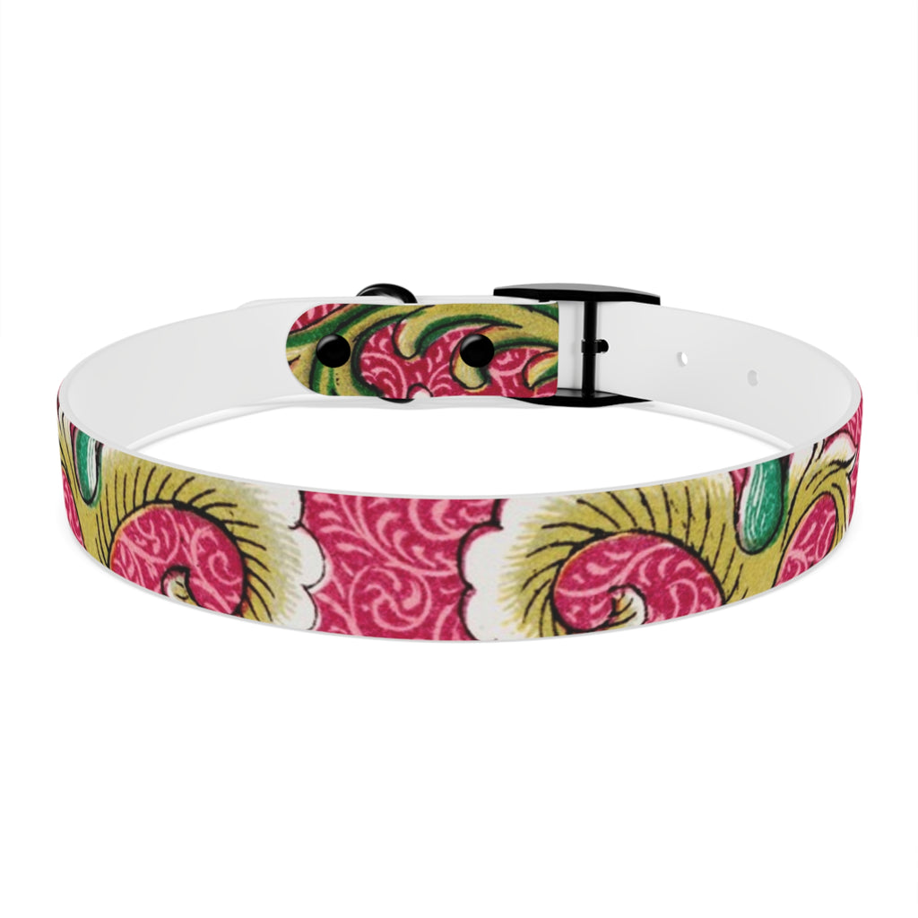 Floral Paisley Dog Collar — Pink Vintage Swirl Pattern