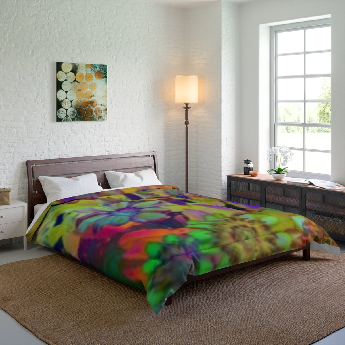 Psychedelic Floral Comforter – Vibrant Boho Flower Bedding