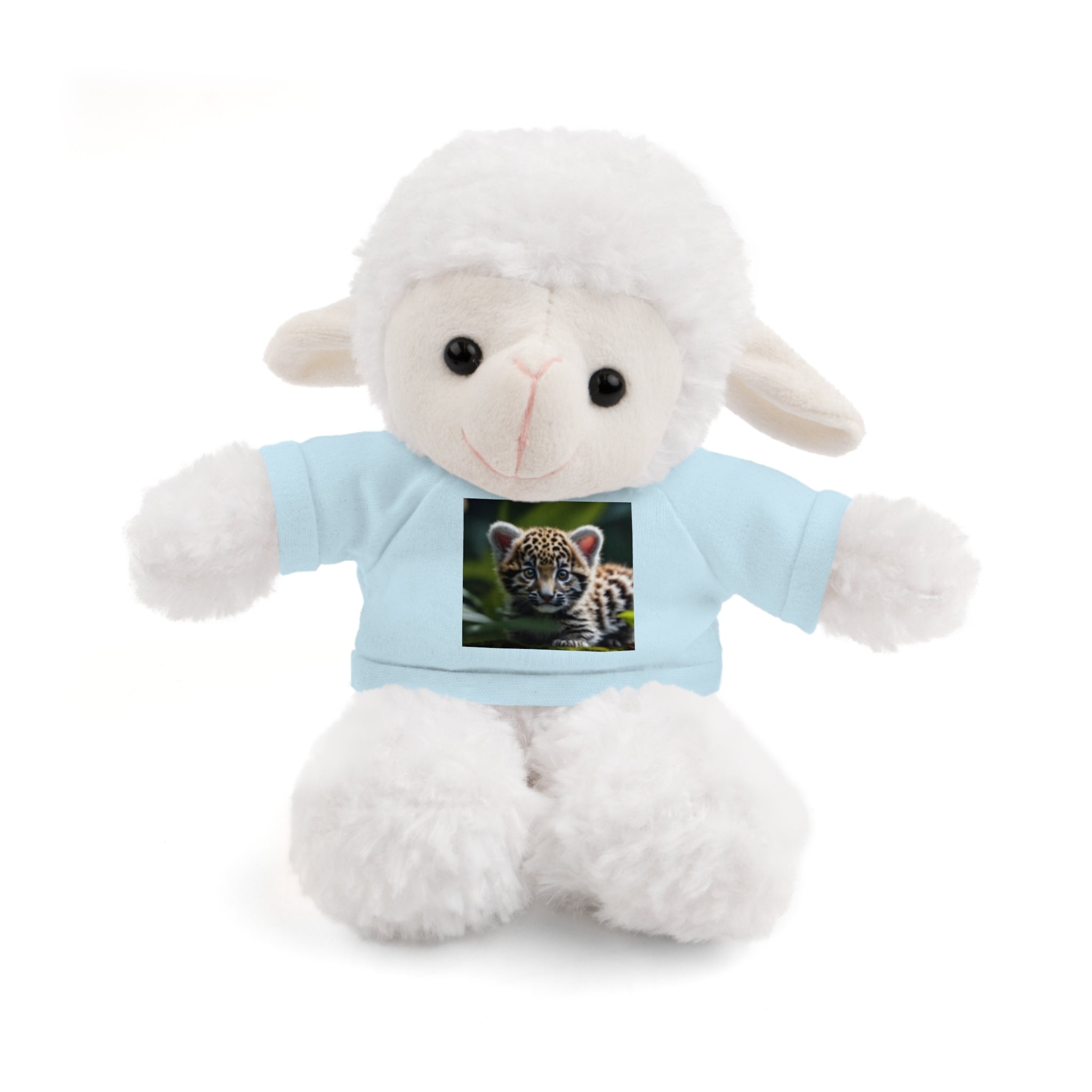 Plush Teddy Bear with Leopard Cub Tee — Cute Animal Gift for Kids & Wildlife Lovers