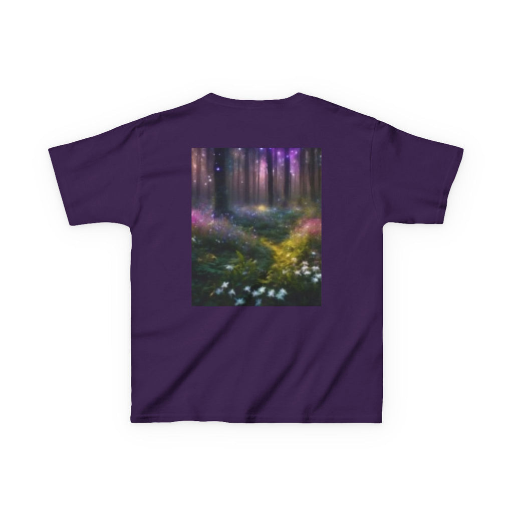 Kids T-shirt— Cute Frankenstein Face Front & Enchanted Forest Back