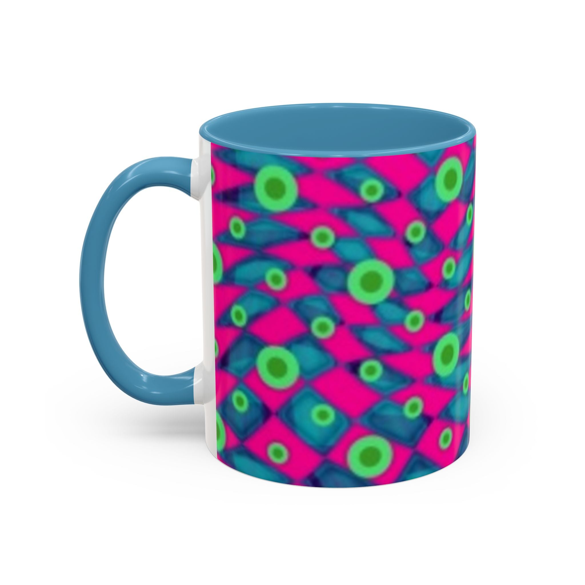Abstract Neon Pattern Coffee Mug — Vibrant Retro Geometric Accent Mug (11/15oz)