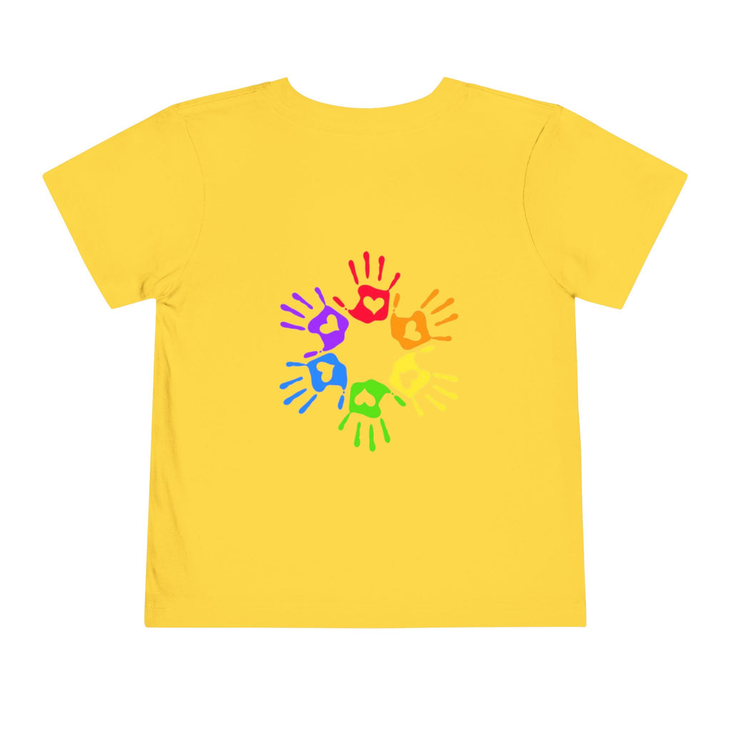 LOVE Floral Toddler T-shirt — Colorful Heart Handprint Kids Shirt