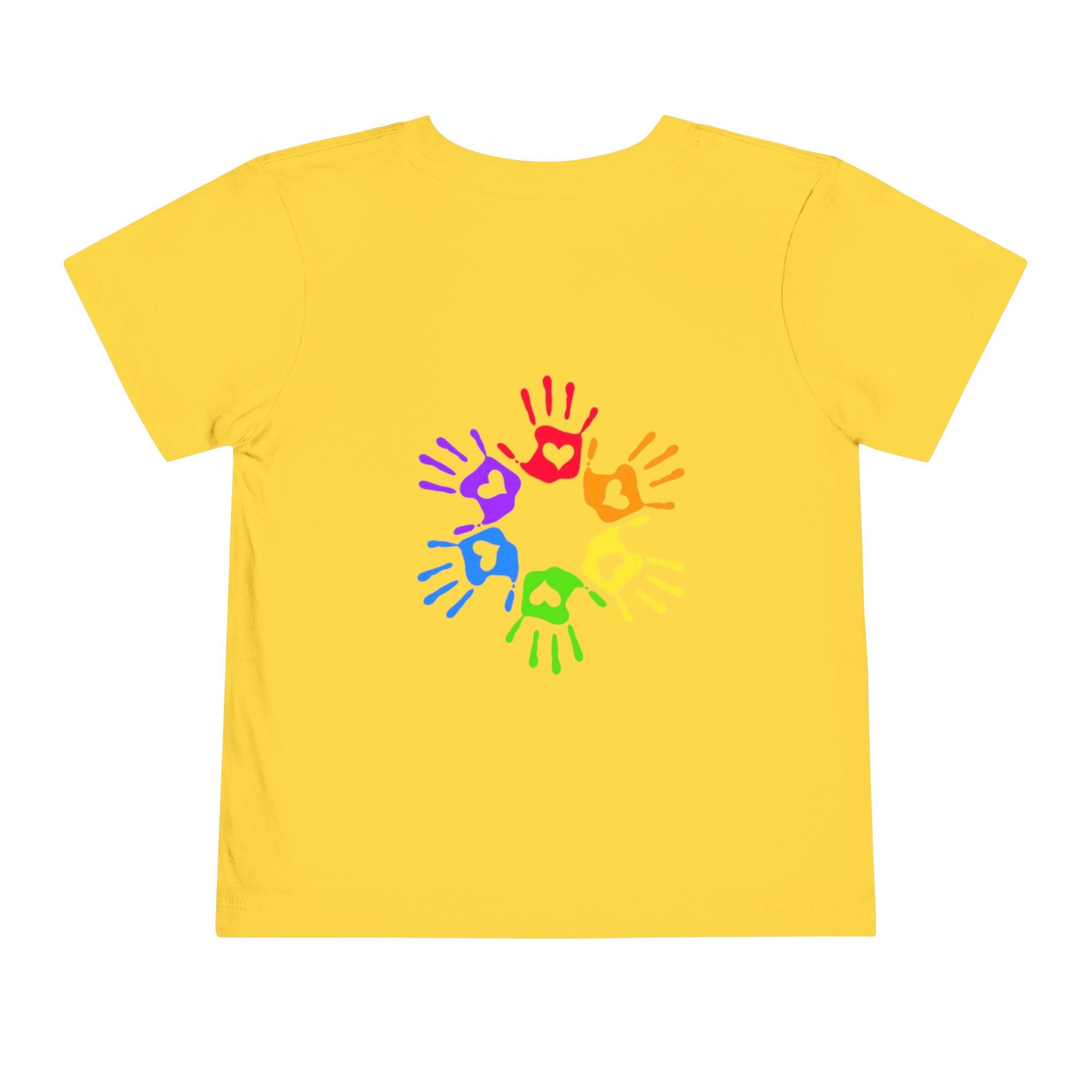 LOVE Floral Toddler T-shirt — Colorful Heart Handprint Kids Shirt