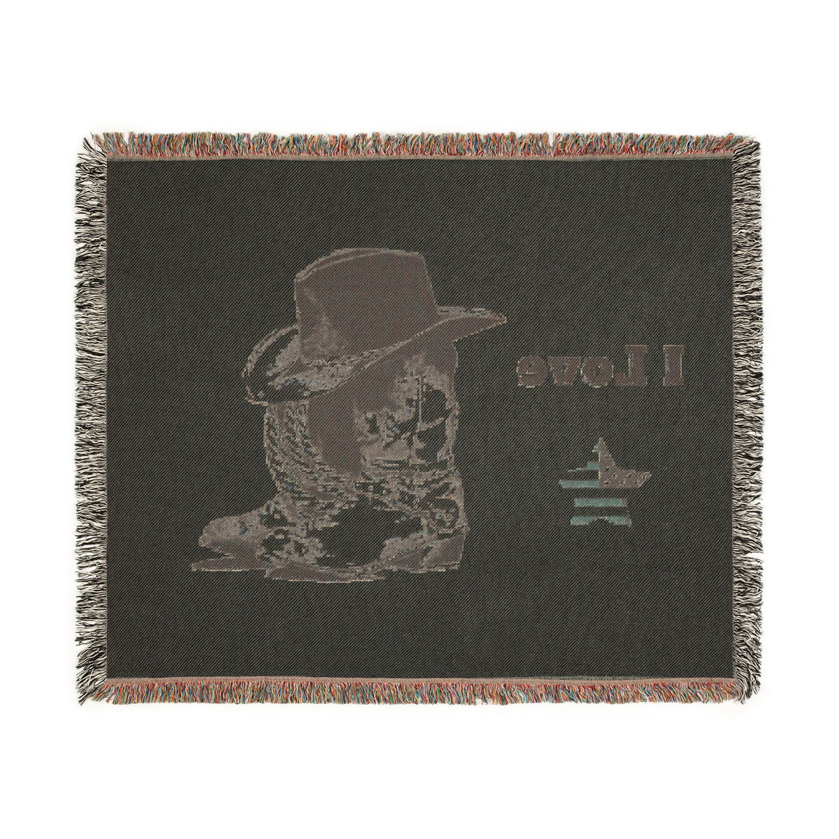 I Love USA Cowboy Boots & Hat Woven Blanket Traveling Sleepovers Sleepy dreams