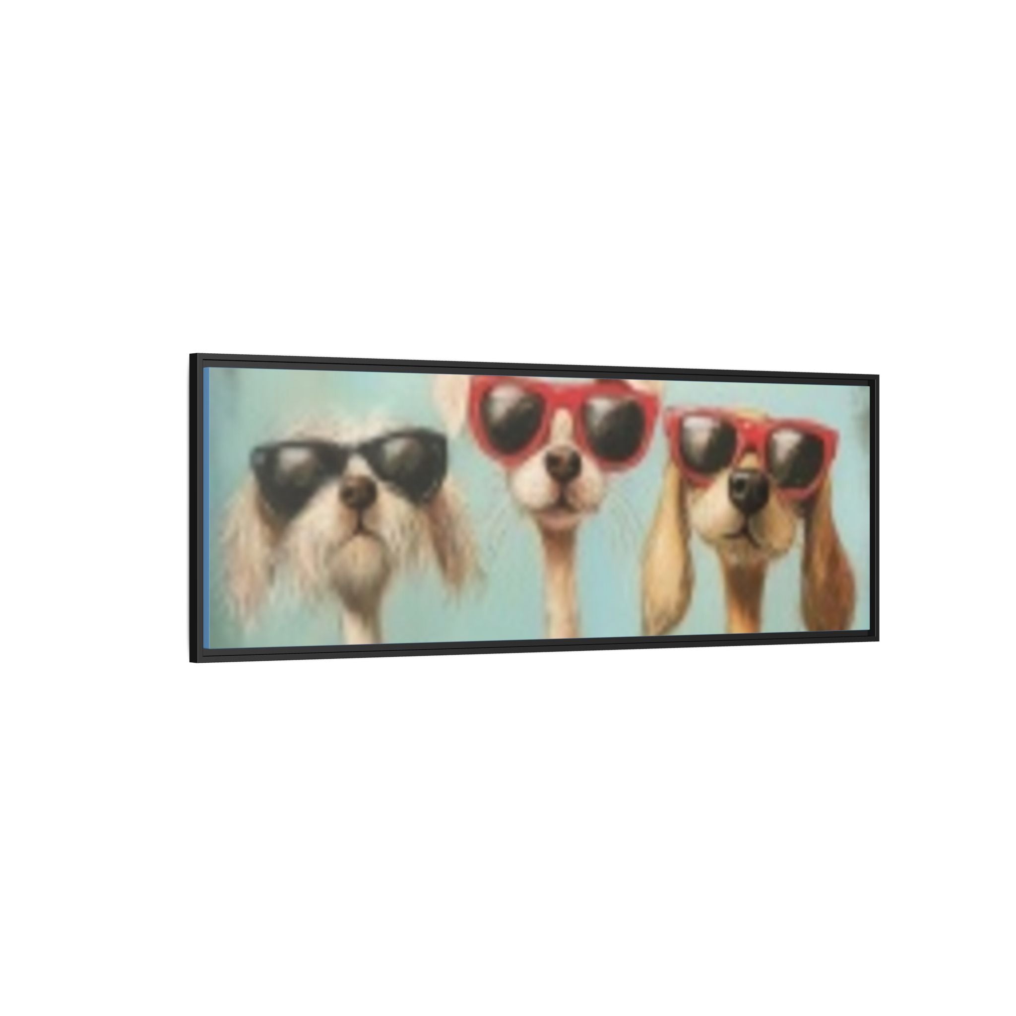 Framed Matte Canvas — Three Cool Dogs in Sunglasses Wall Art