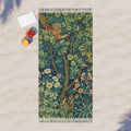 Boho Beach Towel — Vintage Floral & Bird Turkish Peshtemal