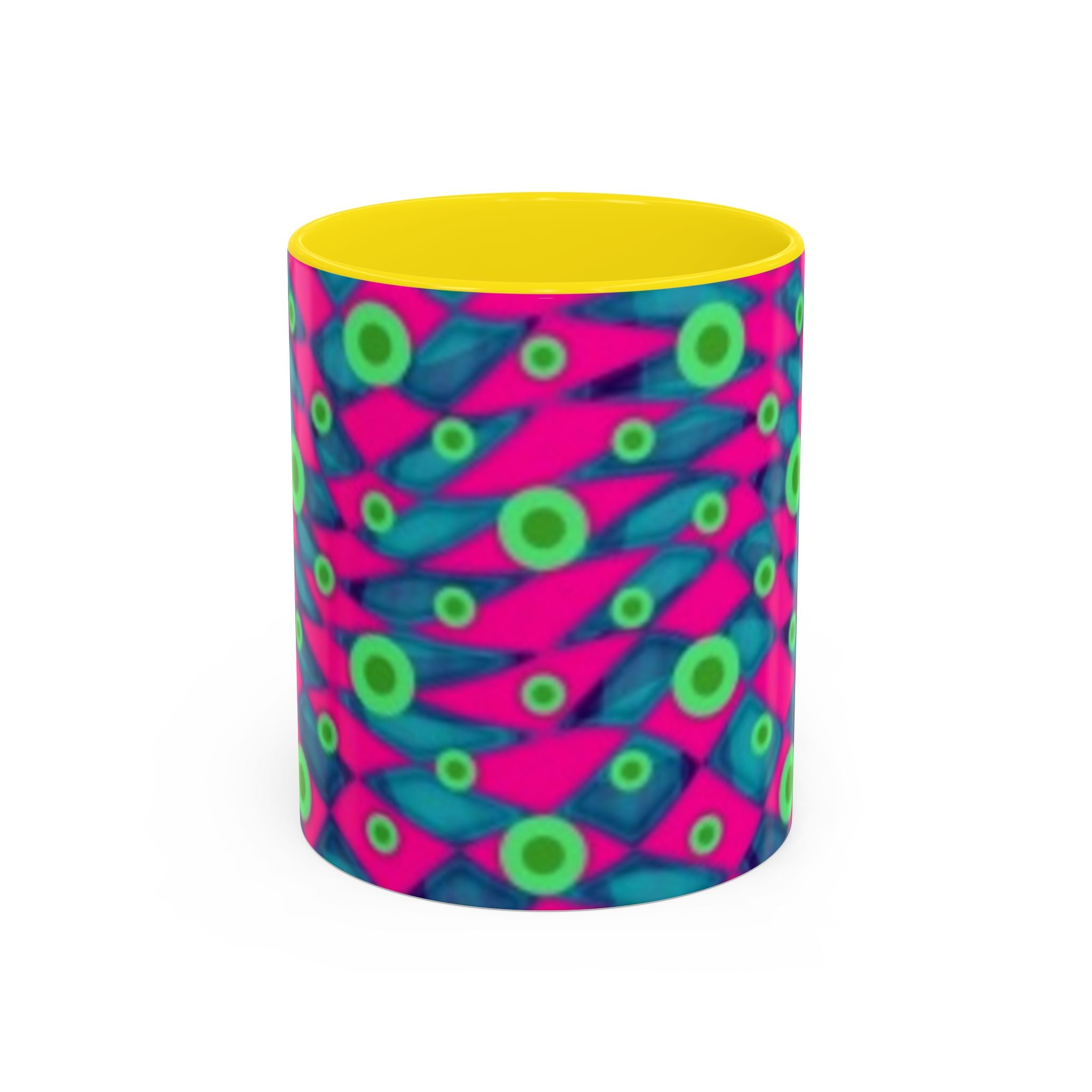 Abstract Neon Pattern Coffee Mug — Vibrant Retro Geometric Accent Mug (11/15oz)