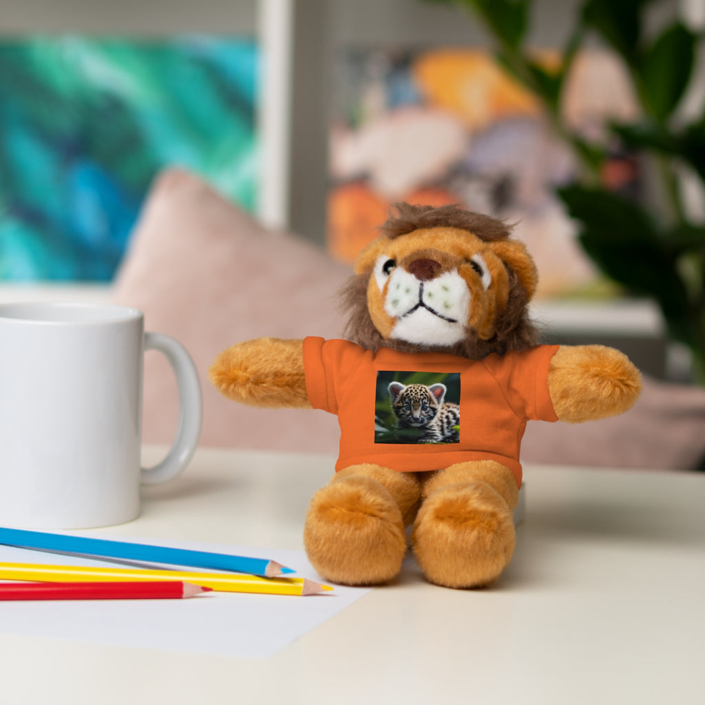 Plush Teddy Bear with Leopard Cub Tee — Cute Animal Gift for Kids & Wildlife Lovers