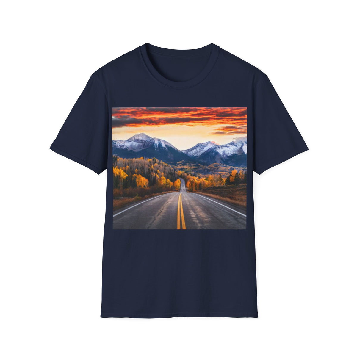 Road to the Rockies T-Shirt — Scenic Mountain Sunset Landscape Tee