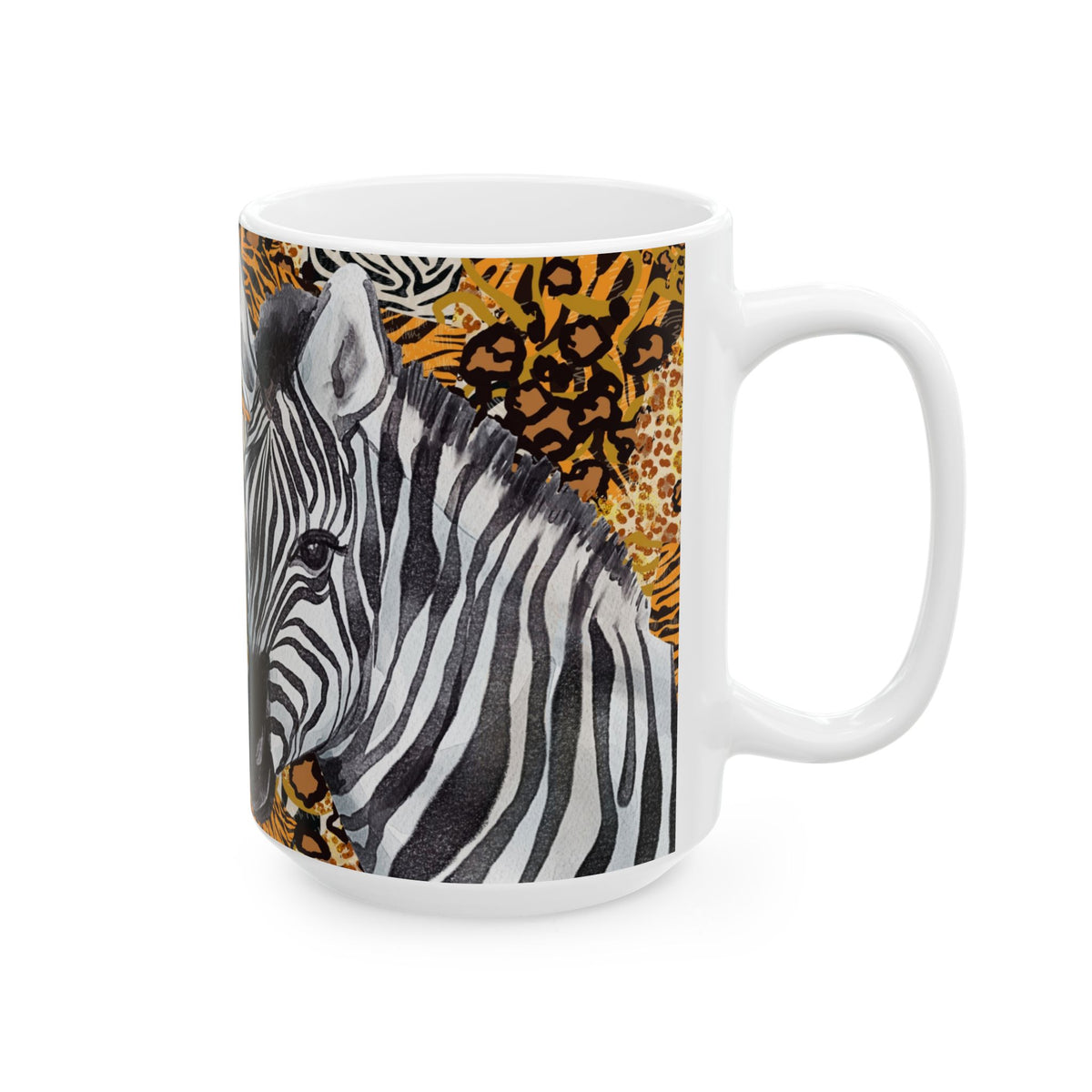 Safari Zebra Pattern Ceramic Mug – Animal Print Coffee Cup (11oz/15oz)