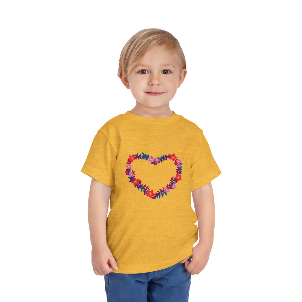 Toddler Tee — Floral Heart Graphic Kids' Short Sleeve Shirt