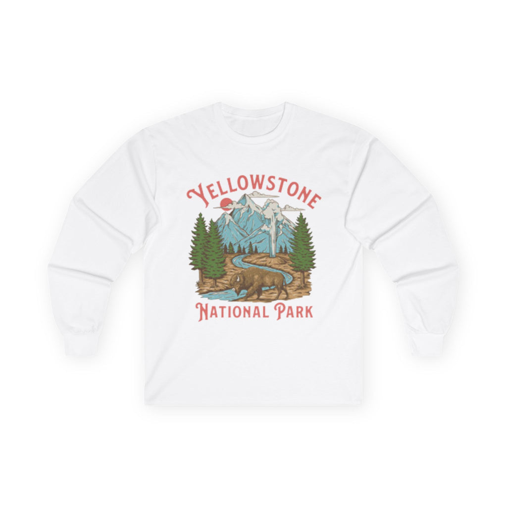 Yellowstone National Park Long Sleeve Tee — Vintage Mountain Camping T-Shirt