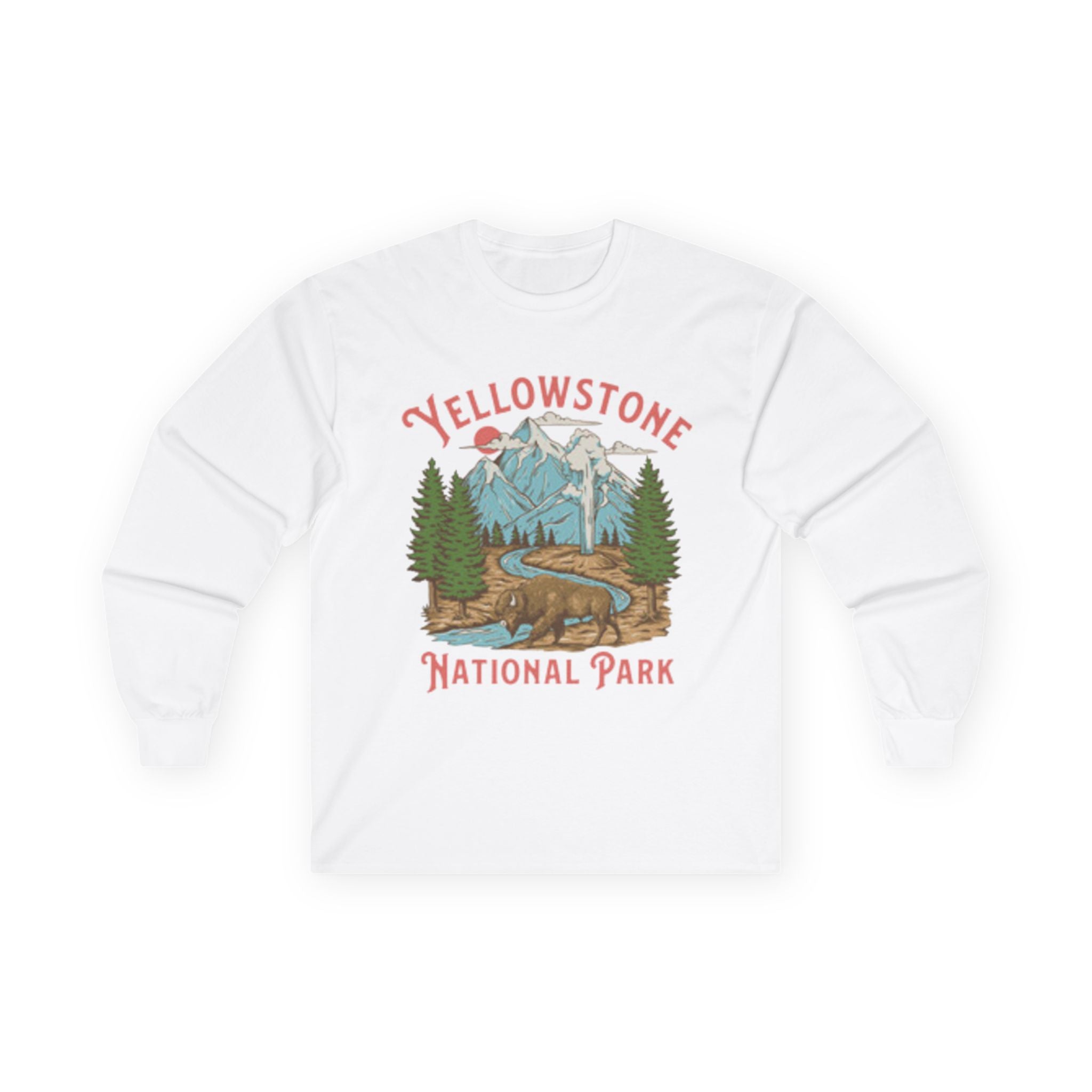 Yellowstone National Park Long Sleeve Tee — Vintage Mountain Camping T-Shirt