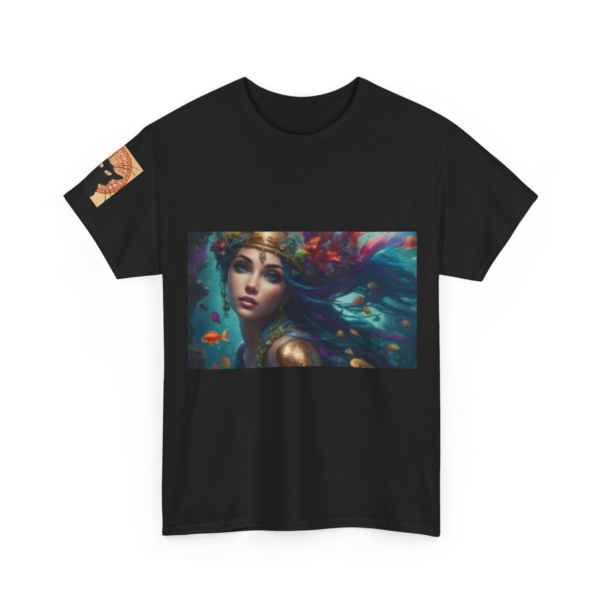 Mythic Ocean Goddess T-Shirt — Fantasy Beautiful Woman & Sunset Landscape
