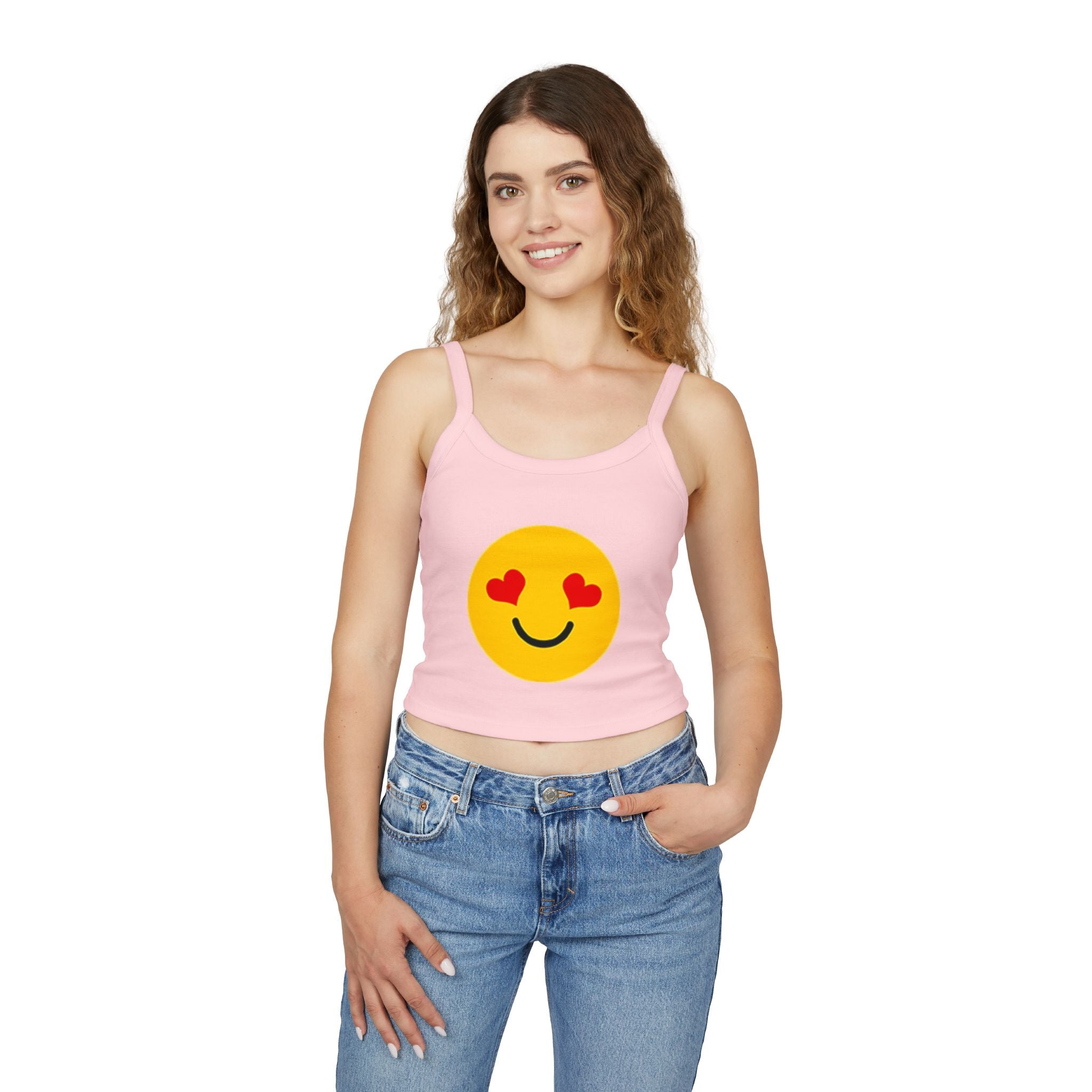 Heart Eyes Emoji Heart Crop Tank Top – Cute Valentine's Love Graphic
