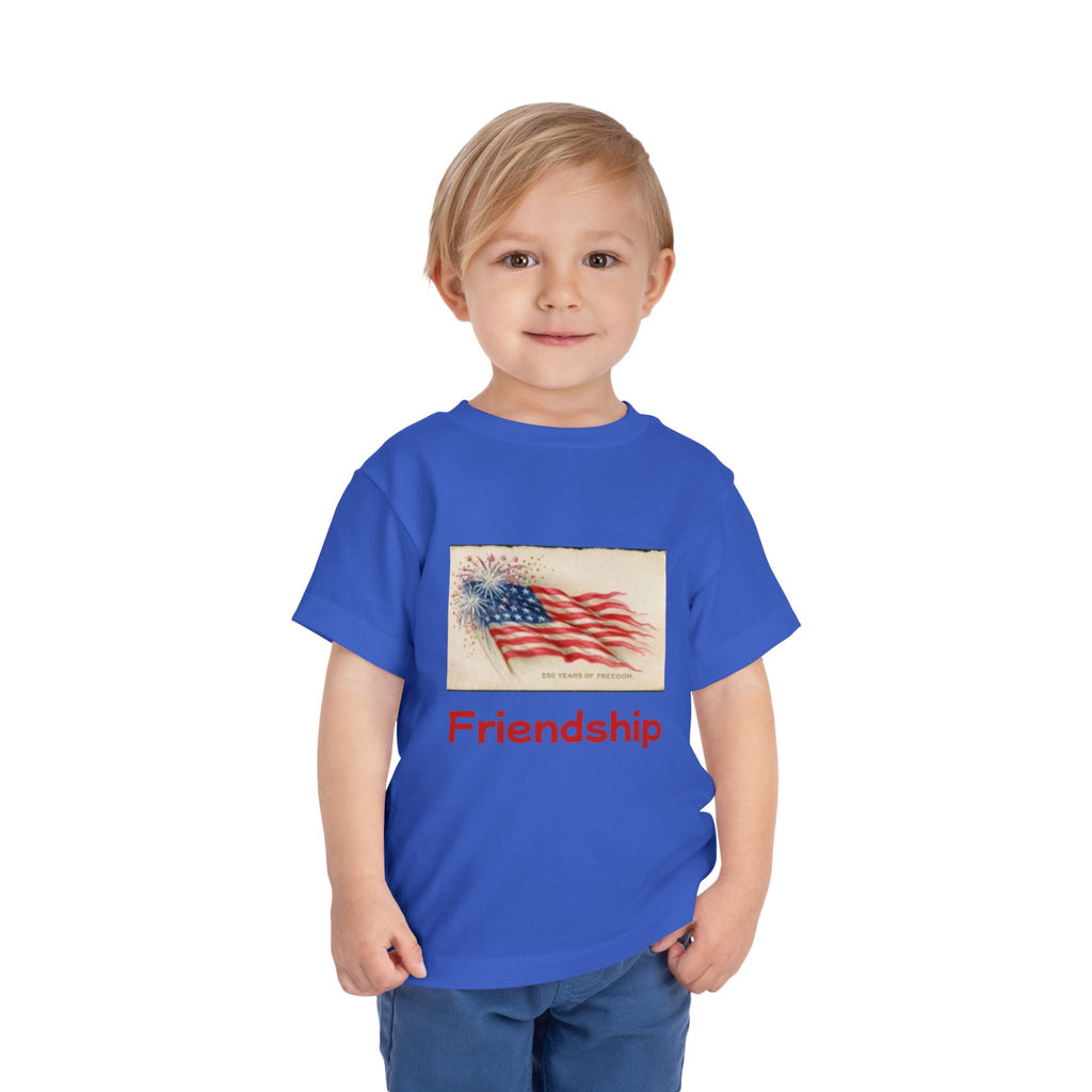 Toddler Short Sleeve T-shirt USA Flag & Cartoon Dogs