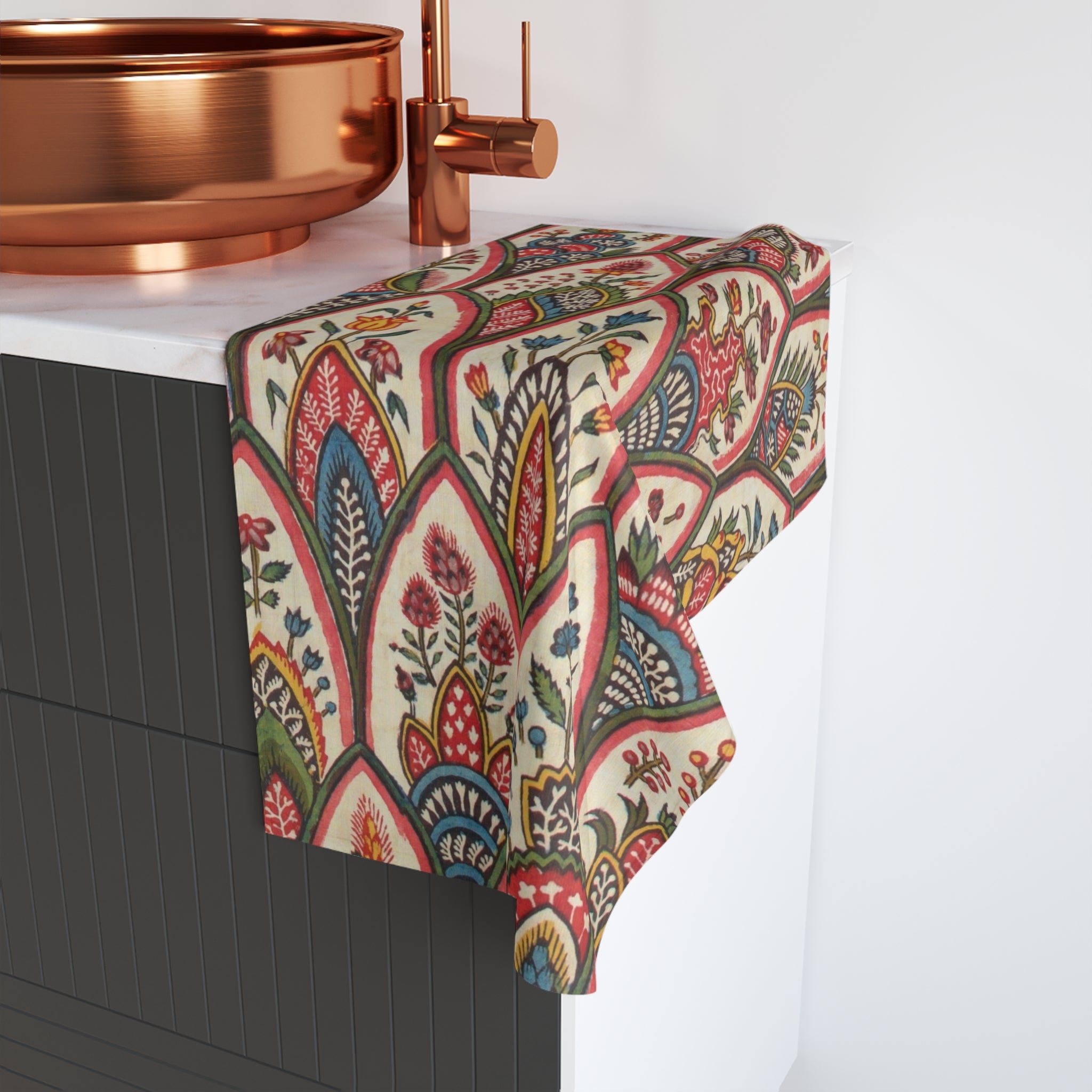 Floral Paisley Hand Towel — Boho Vintage Pattern Cotton Kitchen Towel