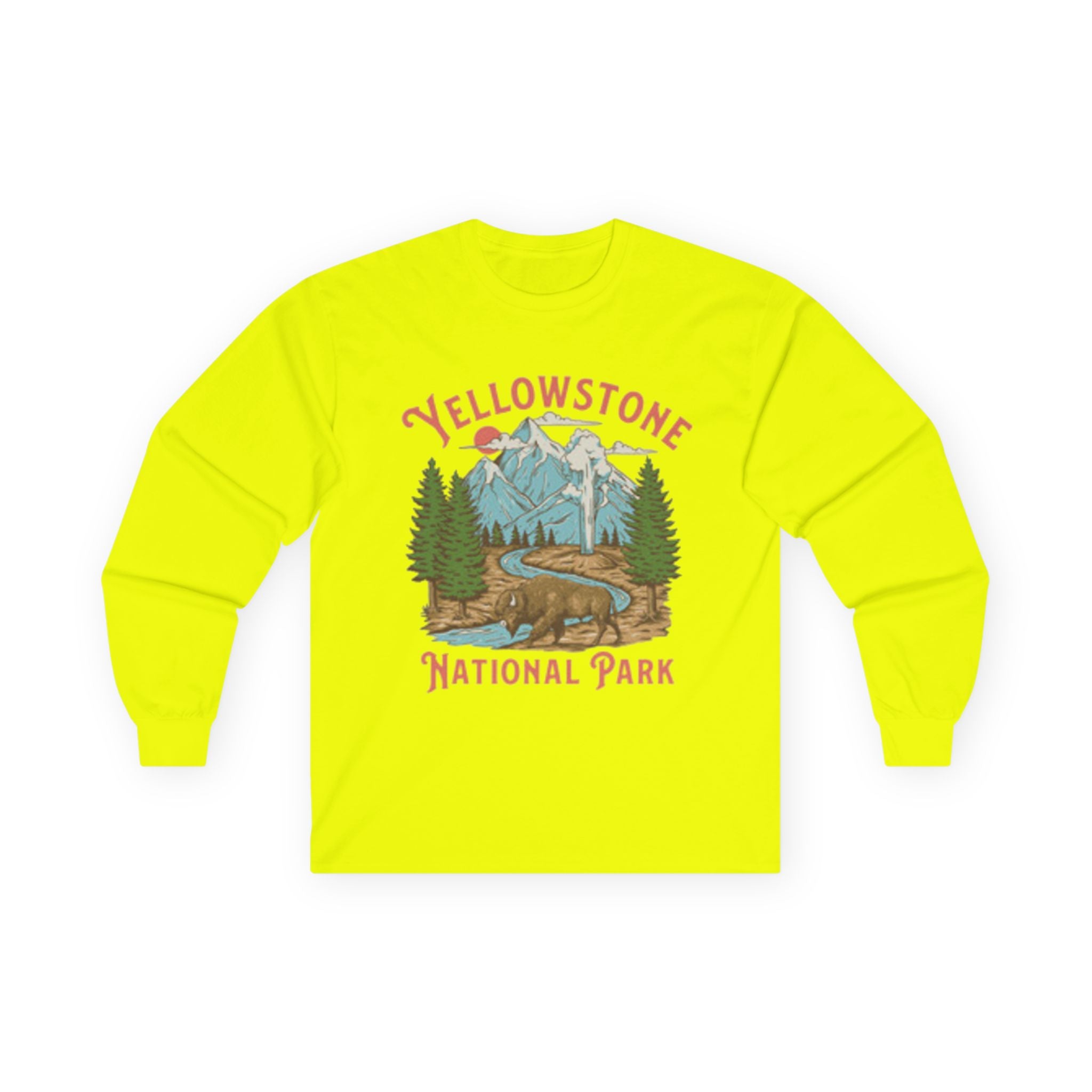 Yellowstone National Park Long Sleeve Tee — Vintage Mountain Camping T-Shirt