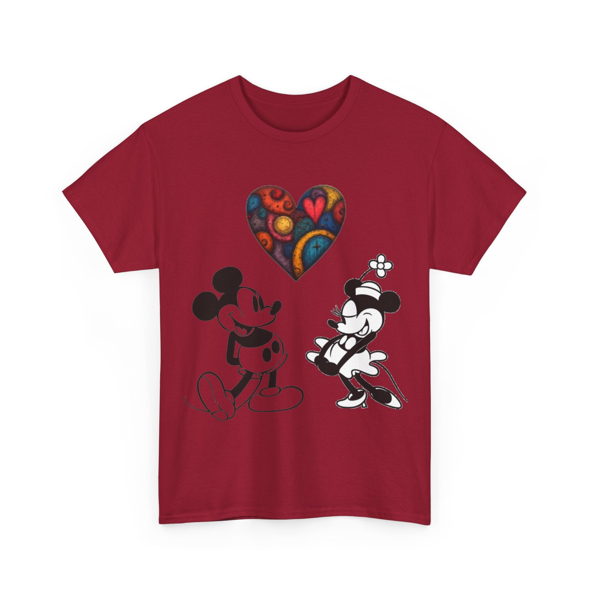 Classic Cartoon Mickey Mouse & Minnie Mouse Graphic T-shirt