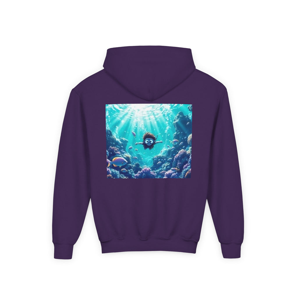 Youth Hoodie with Vintage Octopus & Underwater Scene — Kids Ocean Crew Pullover
