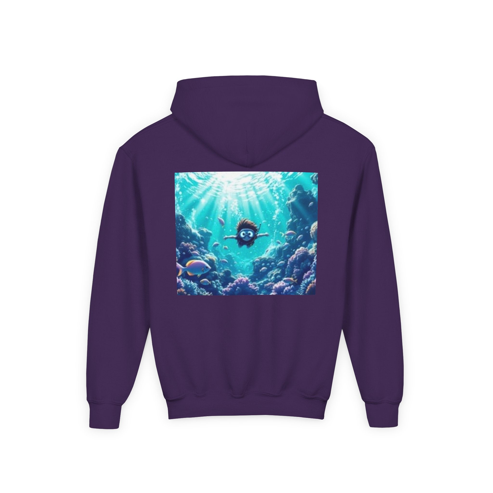 Youth Hoodie with Vintage Octopus & Underwater Scene — Kids Ocean Crew Pullover