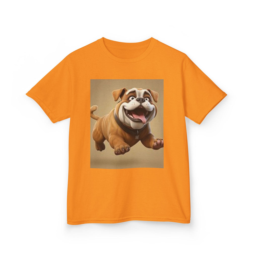 Kids Bulldog & Cute Cats Graphic Tee — Playful Puppy and Cat Stack Kids T-Shirt
