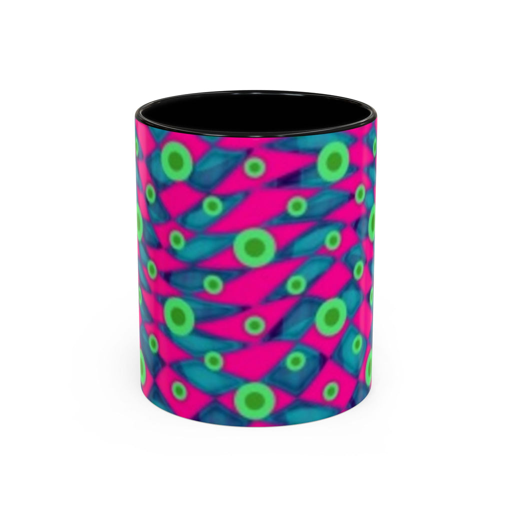 Abstract Neon Pattern Coffee Mug — Vibrant Retro Geometric Accent Mug (11/15oz)