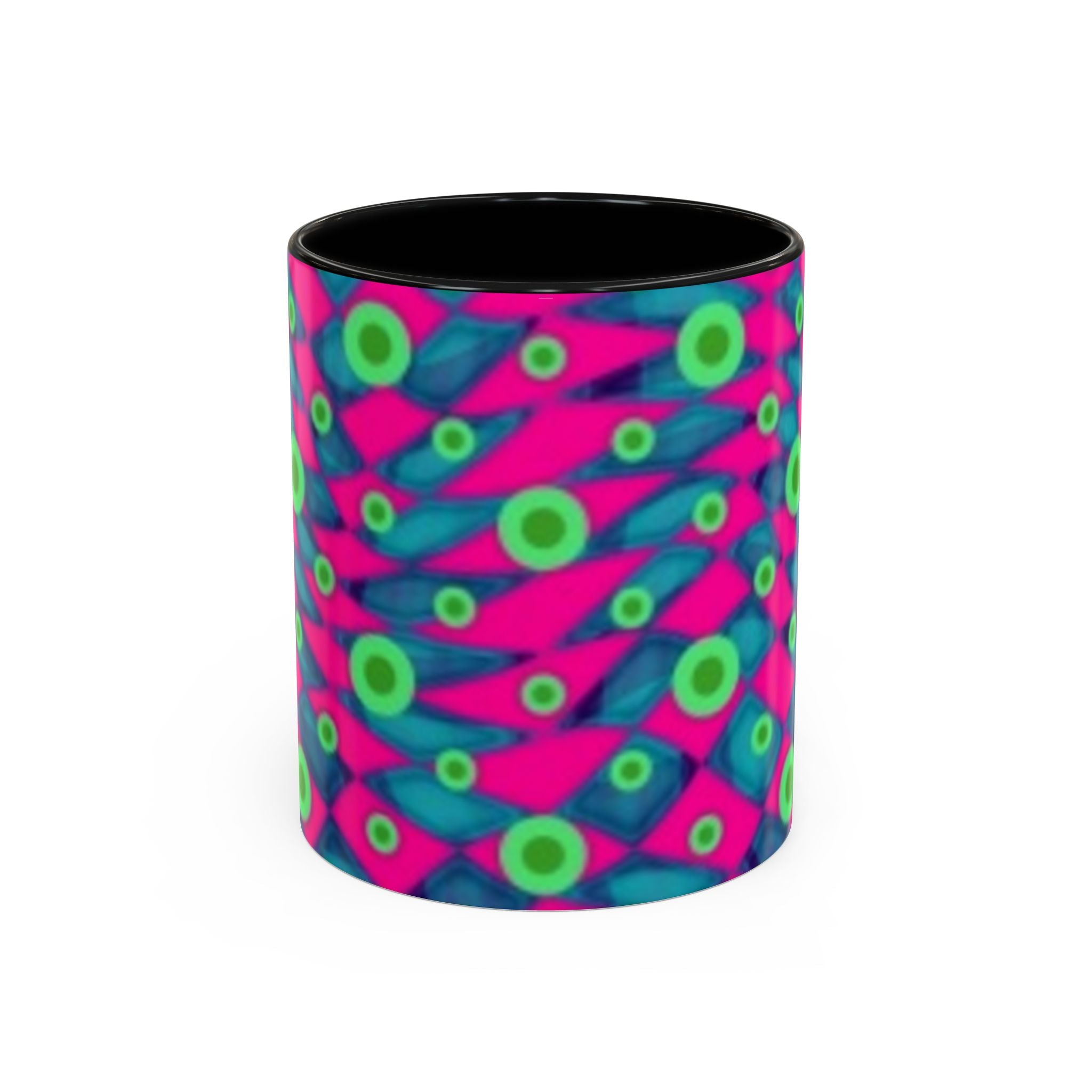 Abstract Neon Pattern Coffee Mug — Vibrant Retro Geometric Accent Mug (11/15oz)