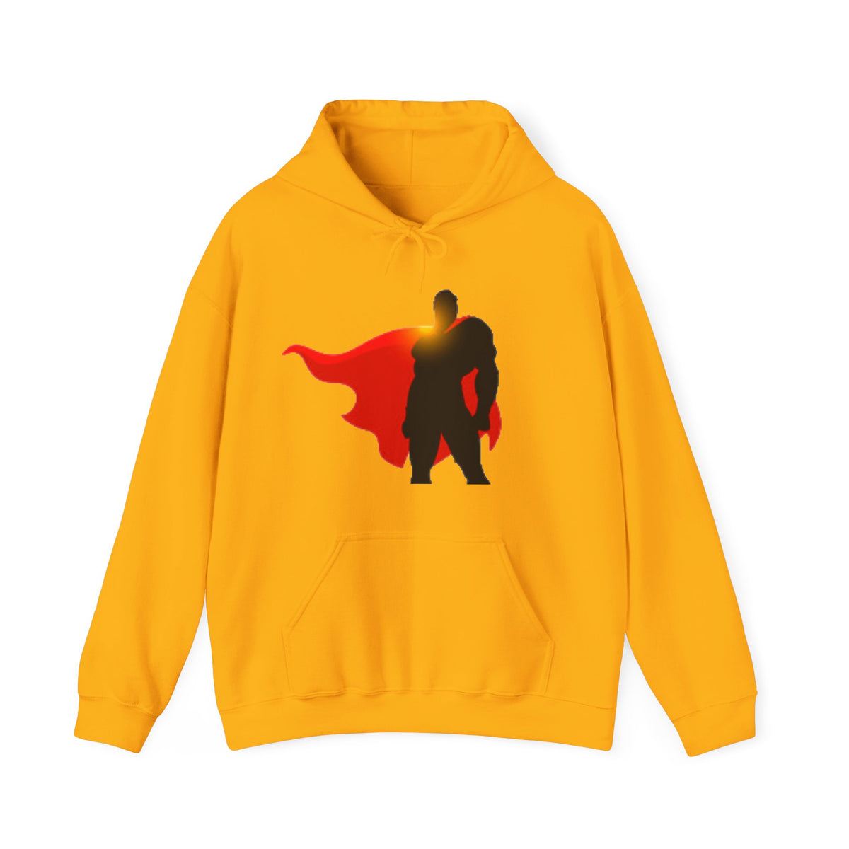 Superhero Silhouette Hoodie — Red Cape Graphic Pullover