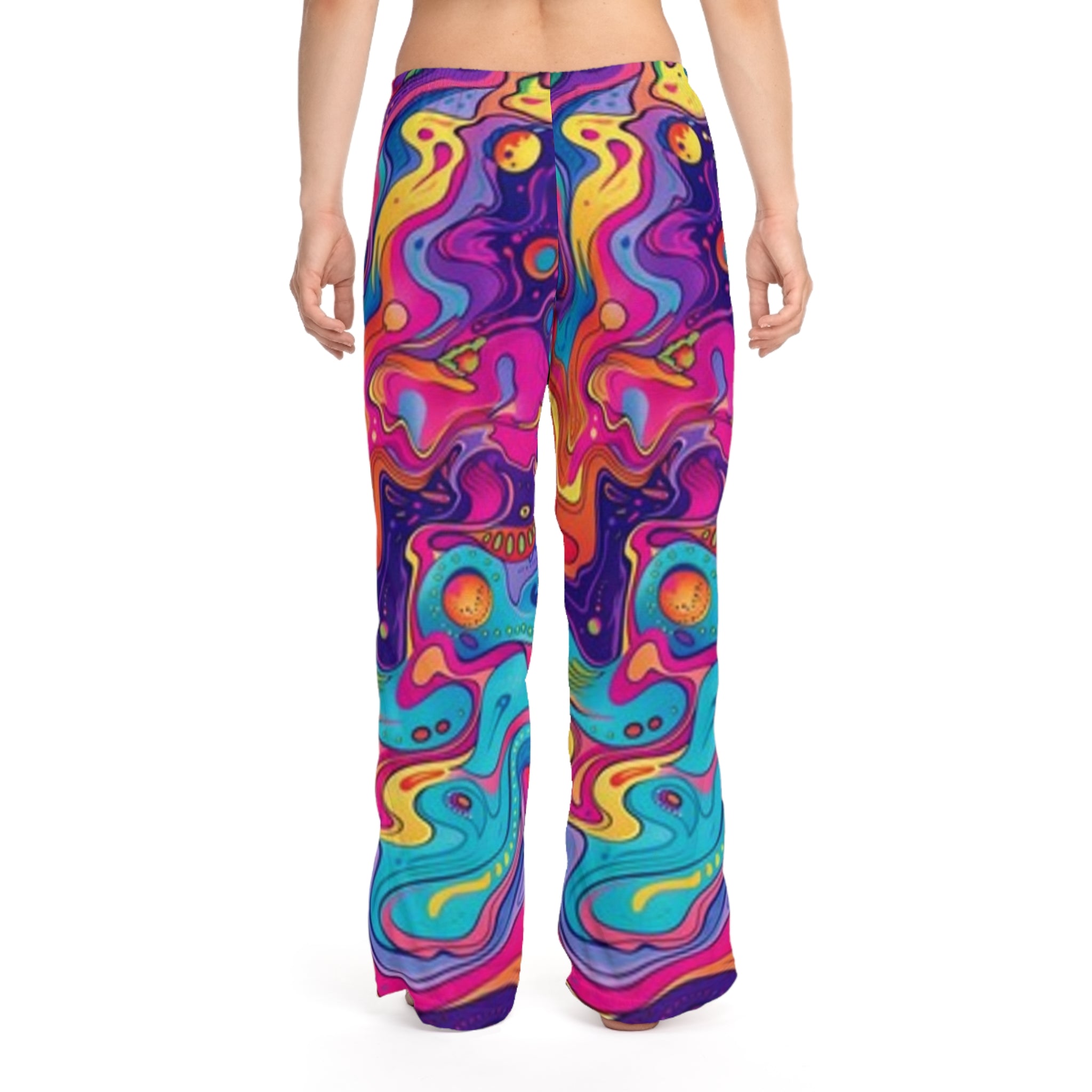 Psychedelic Swirl Women's Pajama Pants - Colorful Abstract Lounge Trousers